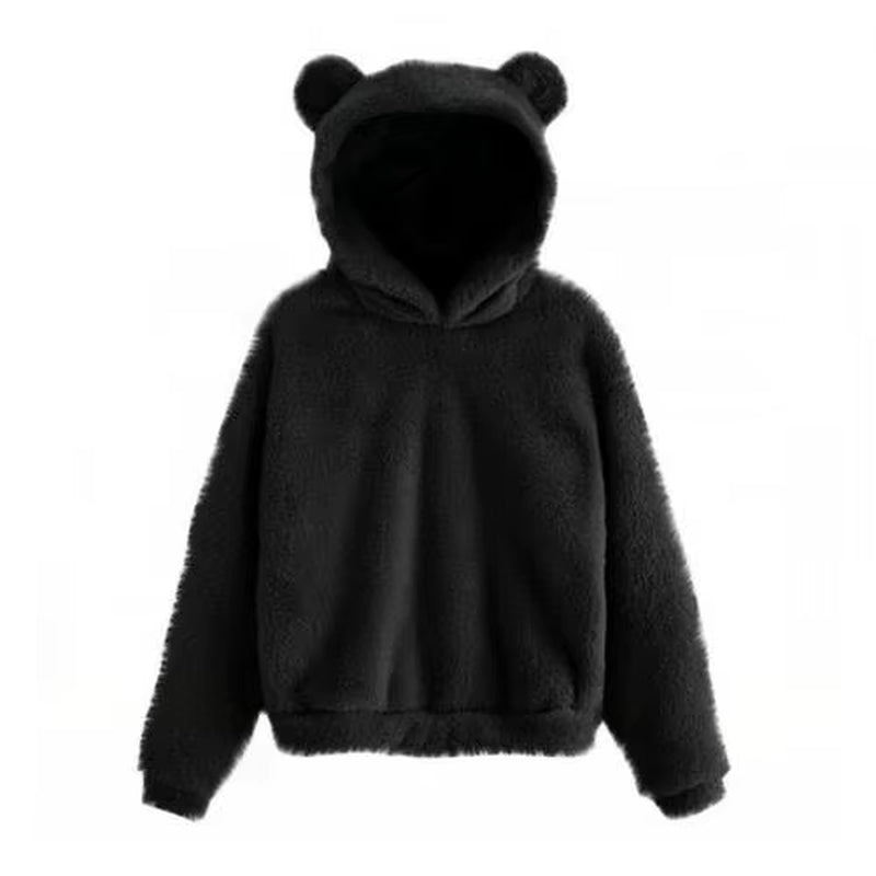 Autumn Winter Women'S Hoodies Winter Women Long Sleeve Rabbit Ear Hood Sweatshirt Cute Plush Warm Casual Hoodie Tops