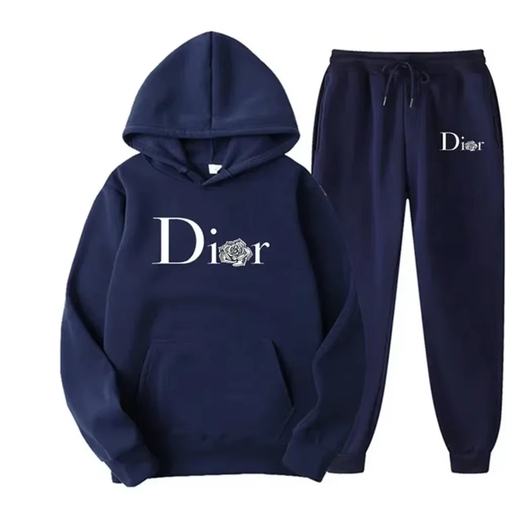 Men Tracksuit 2 Pieces Sets Hooded Sweatshirt +Drawstring Pants Male Hoodies Running Sportswear Men Women Autumn Sportwear