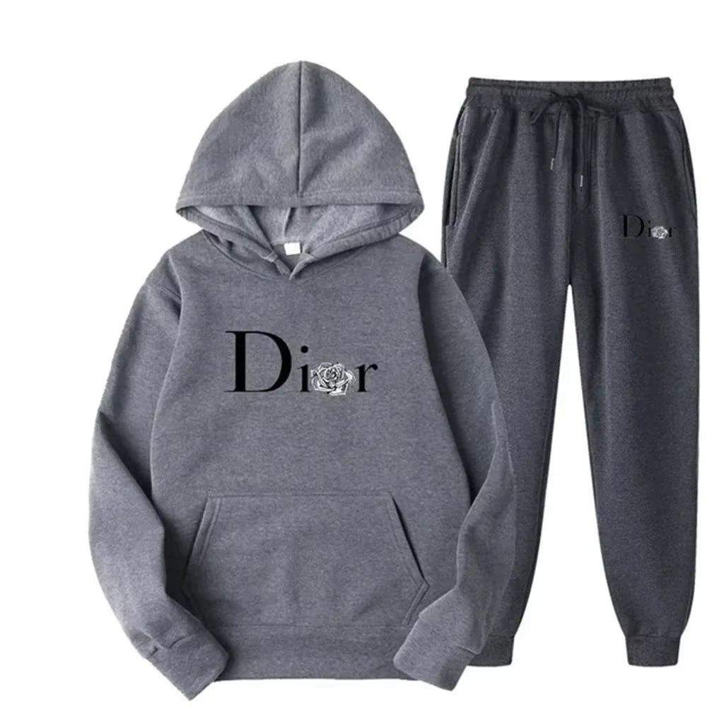 Men Tracksuit 2 Pieces Sets Hooded Sweatshirt +Drawstring Pants Male Hoodies Running Sportswear Men Women Autumn Sportwear