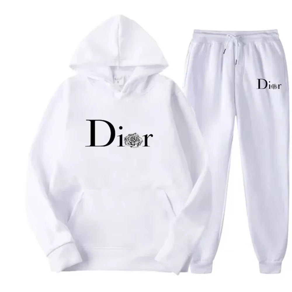 Men Tracksuit 2 Pieces Sets Hooded Sweatshirt +Drawstring Pants Male Hoodies Running Sportswear Men Women Autumn Sportwear