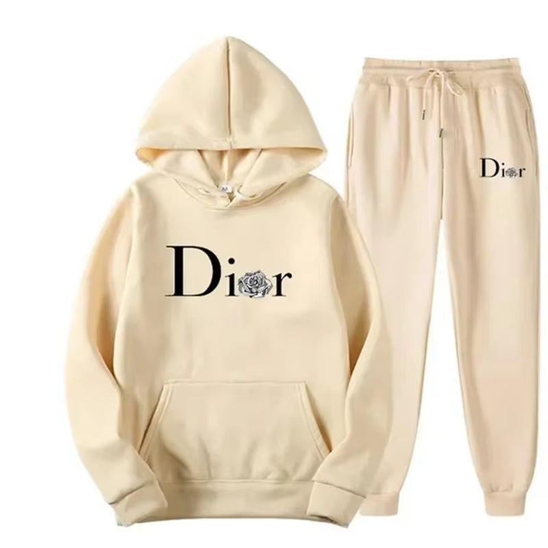 Men Tracksuit 2 Pieces Sets Hooded Sweatshirt +Drawstring Pants Male Hoodies Running Sportswear Men Women Autumn Sportwear